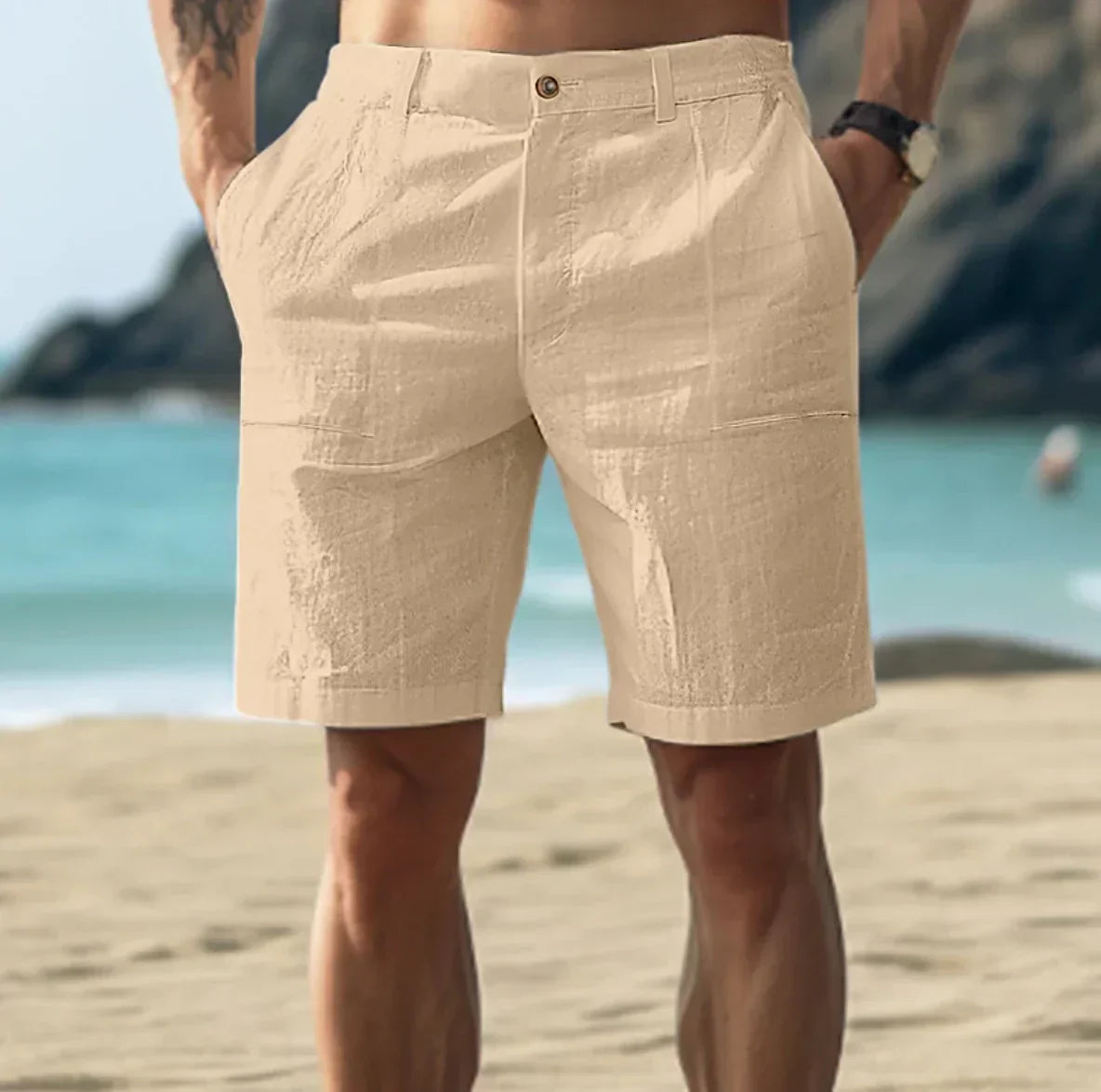 Homme Short Casual avec Poches et Fermeture Bouton