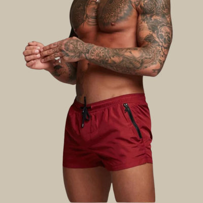 Homme Short de Bain avec Poches Zippées et Cordon de Serrage