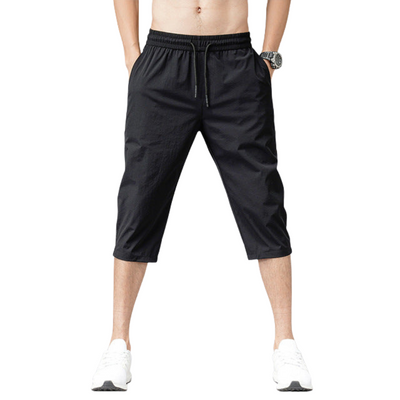 Homme Short Trois-Quarts de Sport avec Cordon et Poches Latérales