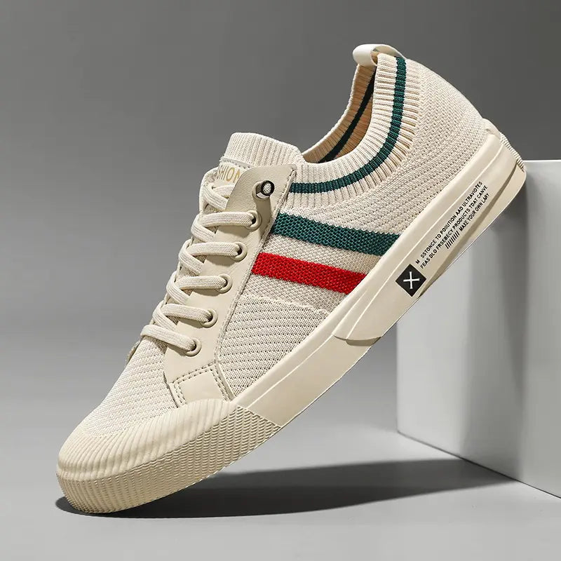 Homme Sneakers Basses à Lacets avec Bandes Contrastantes