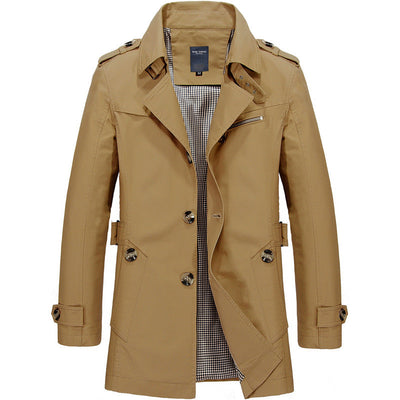 Homme Trench-coat Boutonné avec Épaulettes et Coupe Structurée