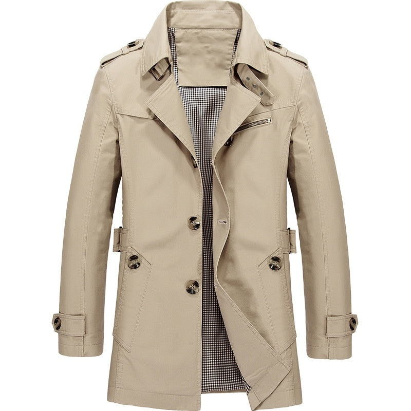Homme Trench-coat Boutonné avec Épaulettes et Coupe Structurée