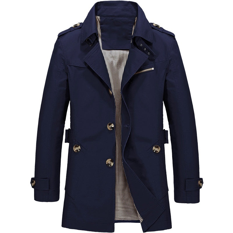 Homme Trench-coat Boutonné avec Épaulettes et Coupe Structurée