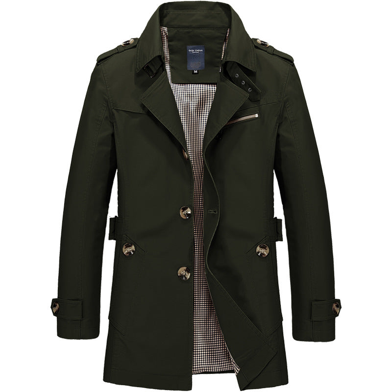 Homme Trench-coat Boutonné avec Épaulettes et Coupe Structurée