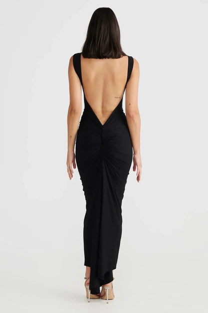 Robe Longue Femme Plissée avec Dos Nu et Bretelles Fines 6