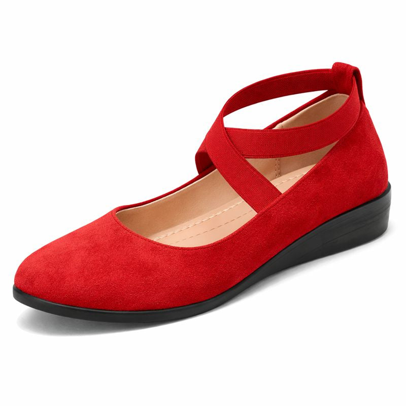 Femme Ballerines à Brides Croisées Élastiques et Bout Rond
