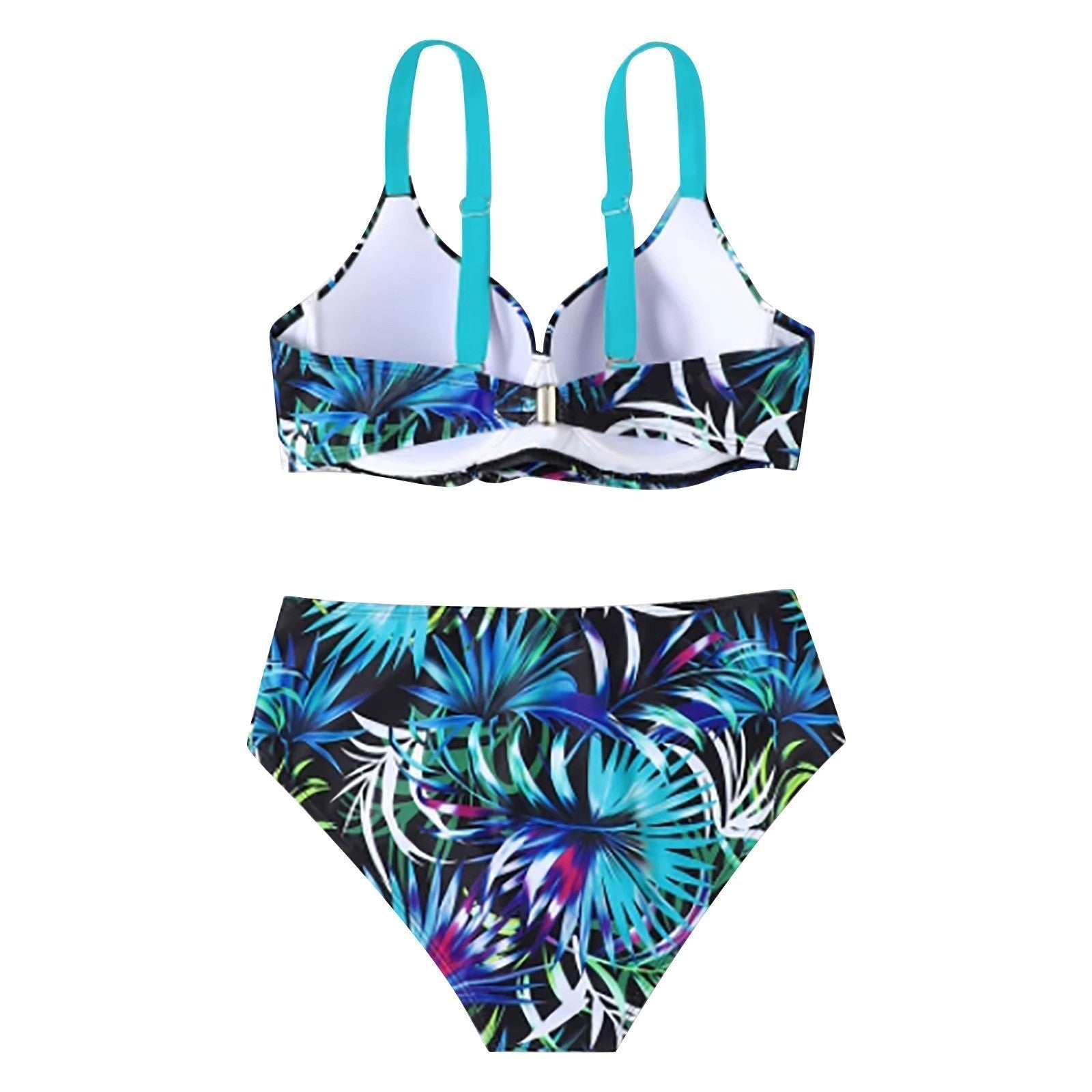 Femme Bikini Taille Haute à Bretelles avec Imprimé Tropical