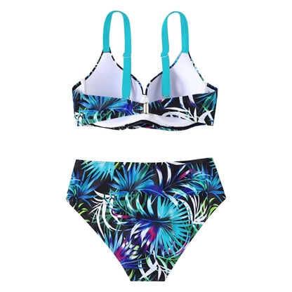Femme Bikini Taille Haute à Bretelles avec Imprimé Tropical