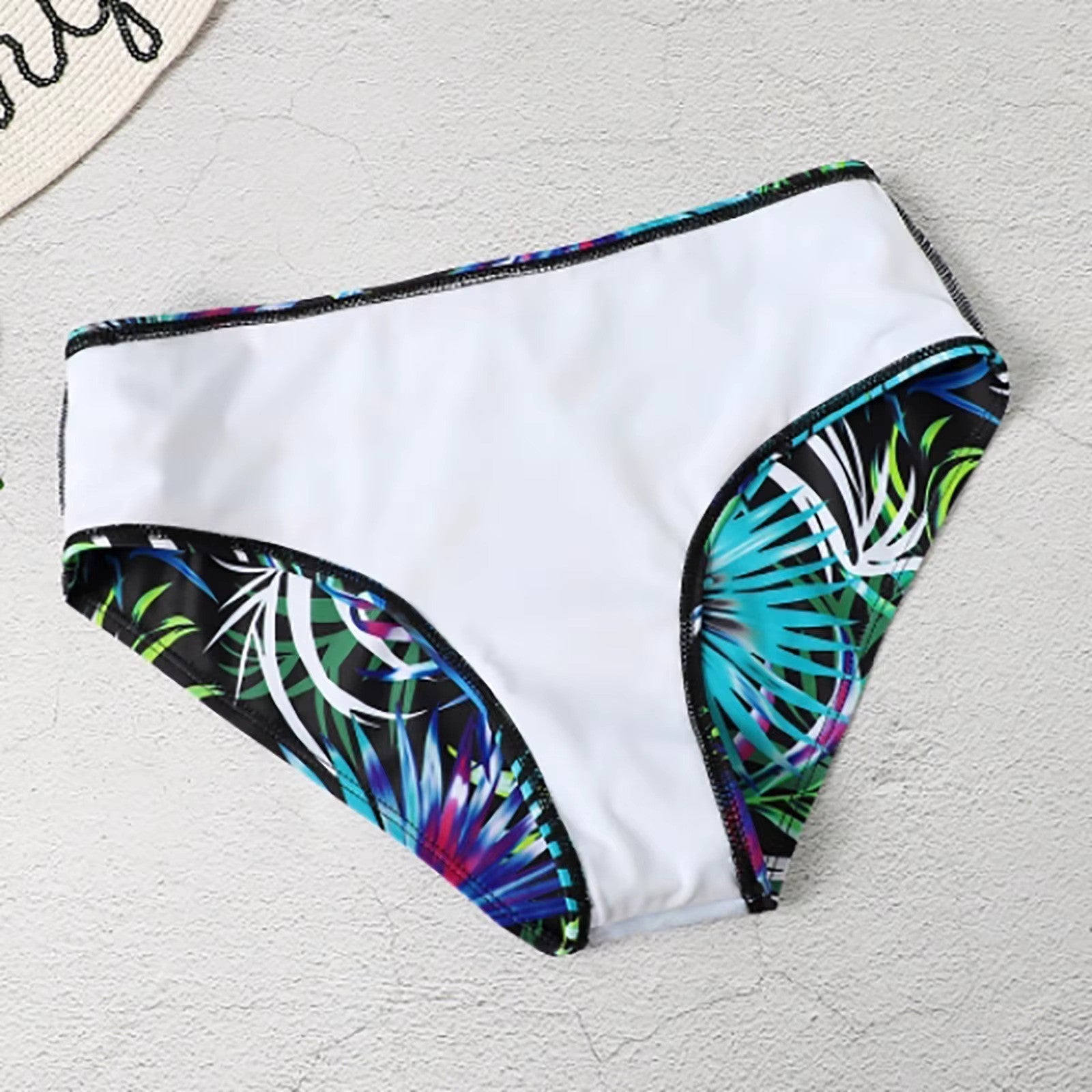 Femme Bikini Taille Haute à Bretelles avec Imprimé Tropical