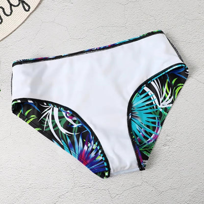 Femme Bikini Taille Haute à Bretelles avec Imprimé Tropical