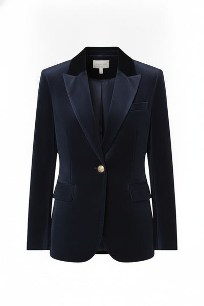 Femme Blazer à Revers Manches Longues avec Bouton Doré