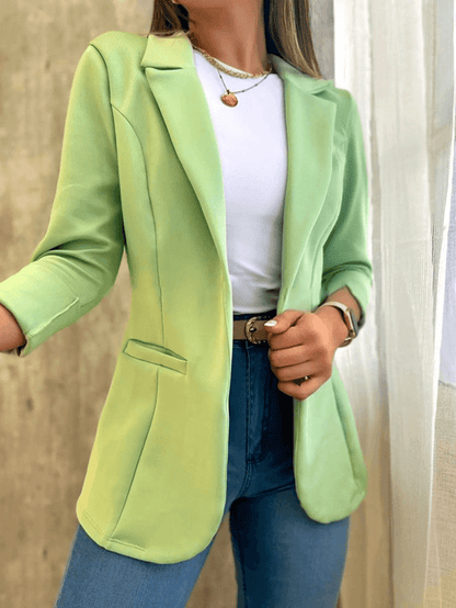 Femme Blazer Manches Longues col Revers Ouvert avec Poches