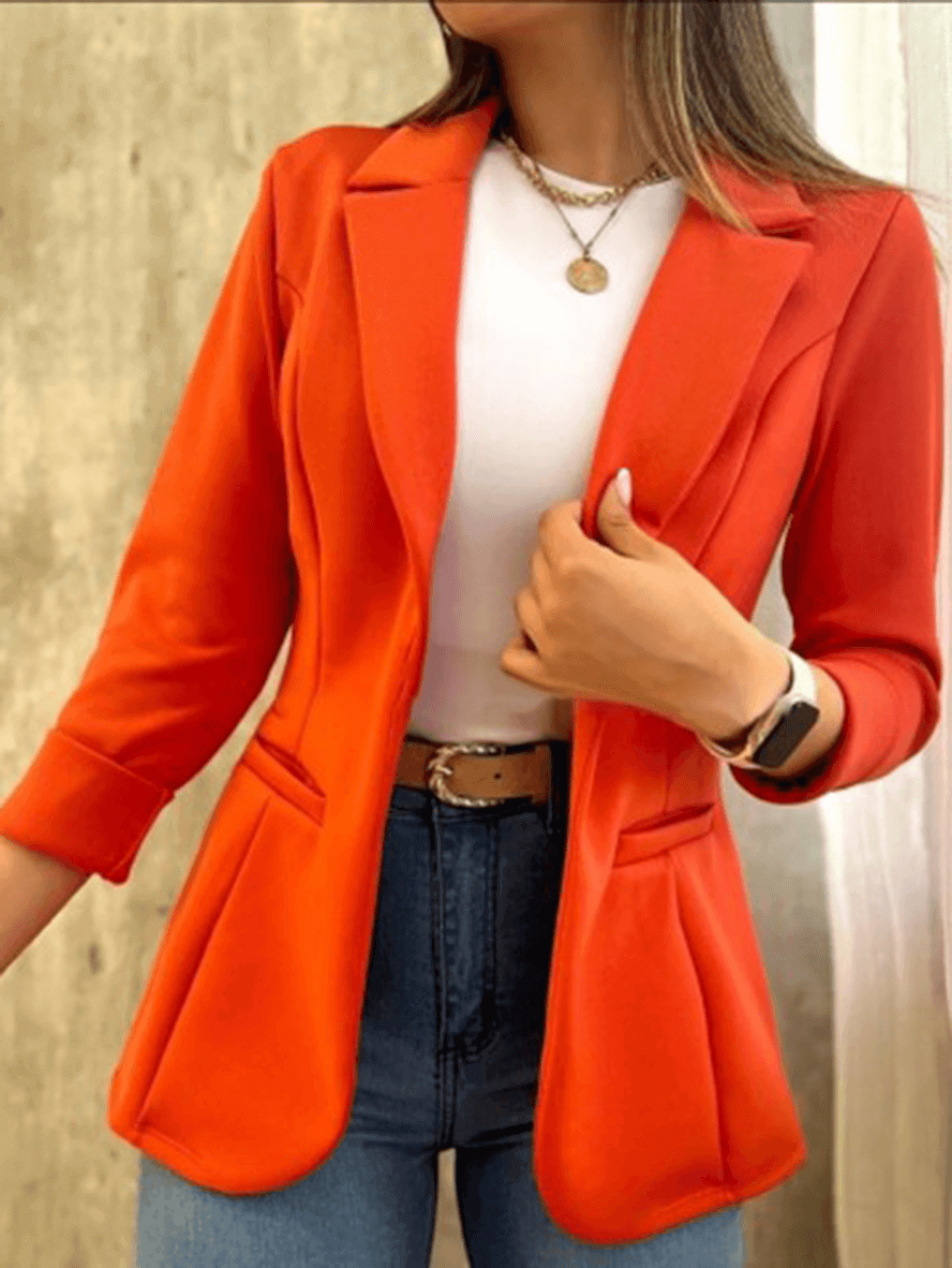 Femme Blazer Manches Longues col Revers Ouvert avec Poches