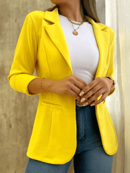Femme Blazer Manches Longues col Revers Ouvert avec Poches