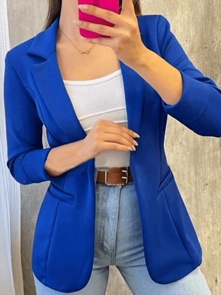 Femme Blazer Manches Longues col Revers Ouvert avec Poches