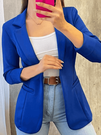 Femme Blazer Manches Longues col Revers Ouvert avec Poches