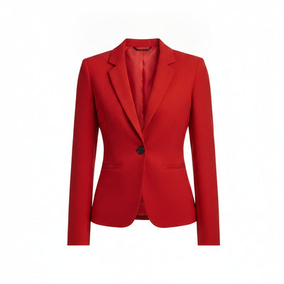 Femme Blazer Slim Fit à un Bouton avec Col à Revers Cranté