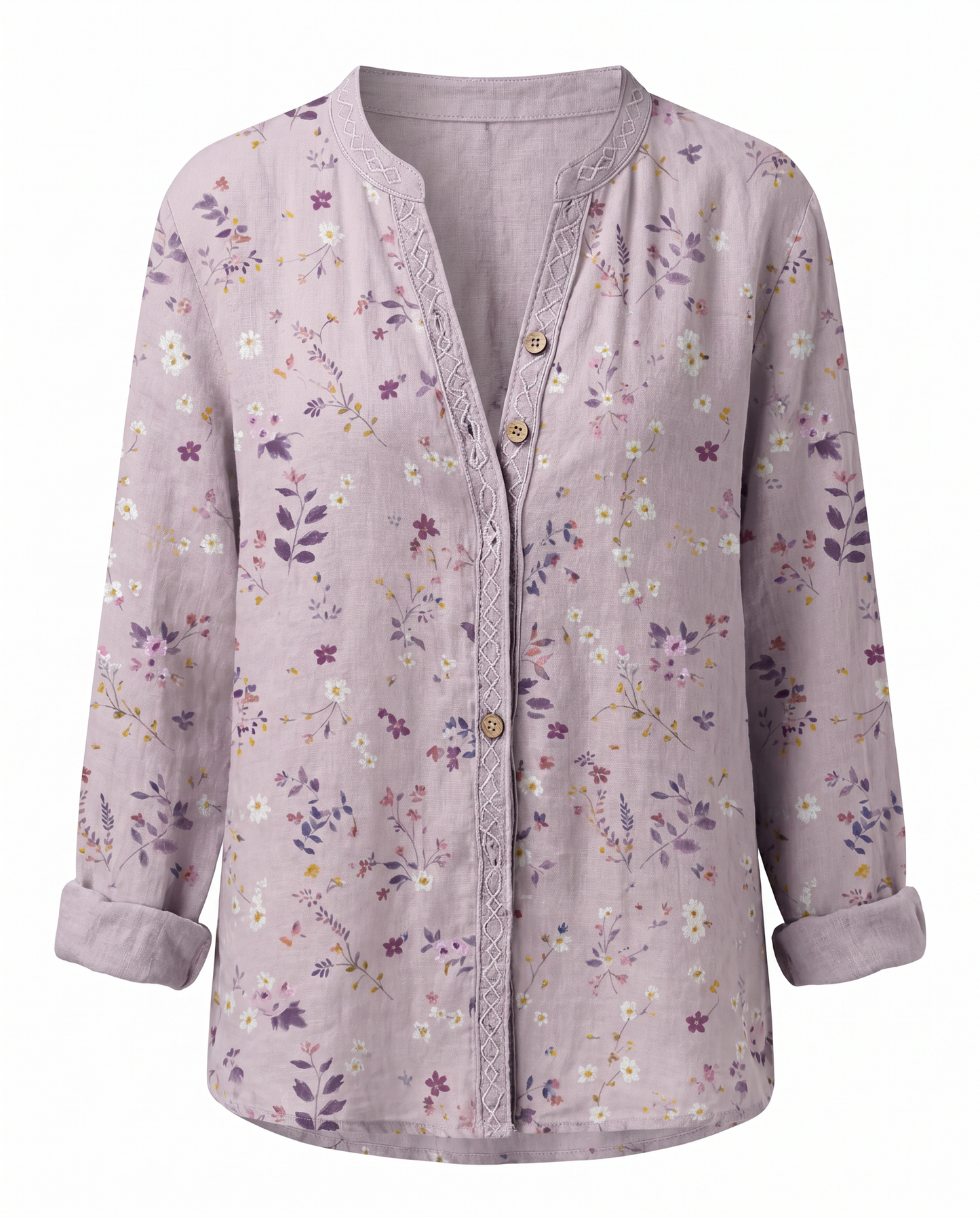 Femme Blouse Bohème Manches Longues avec Col en V et Imprimé Floral