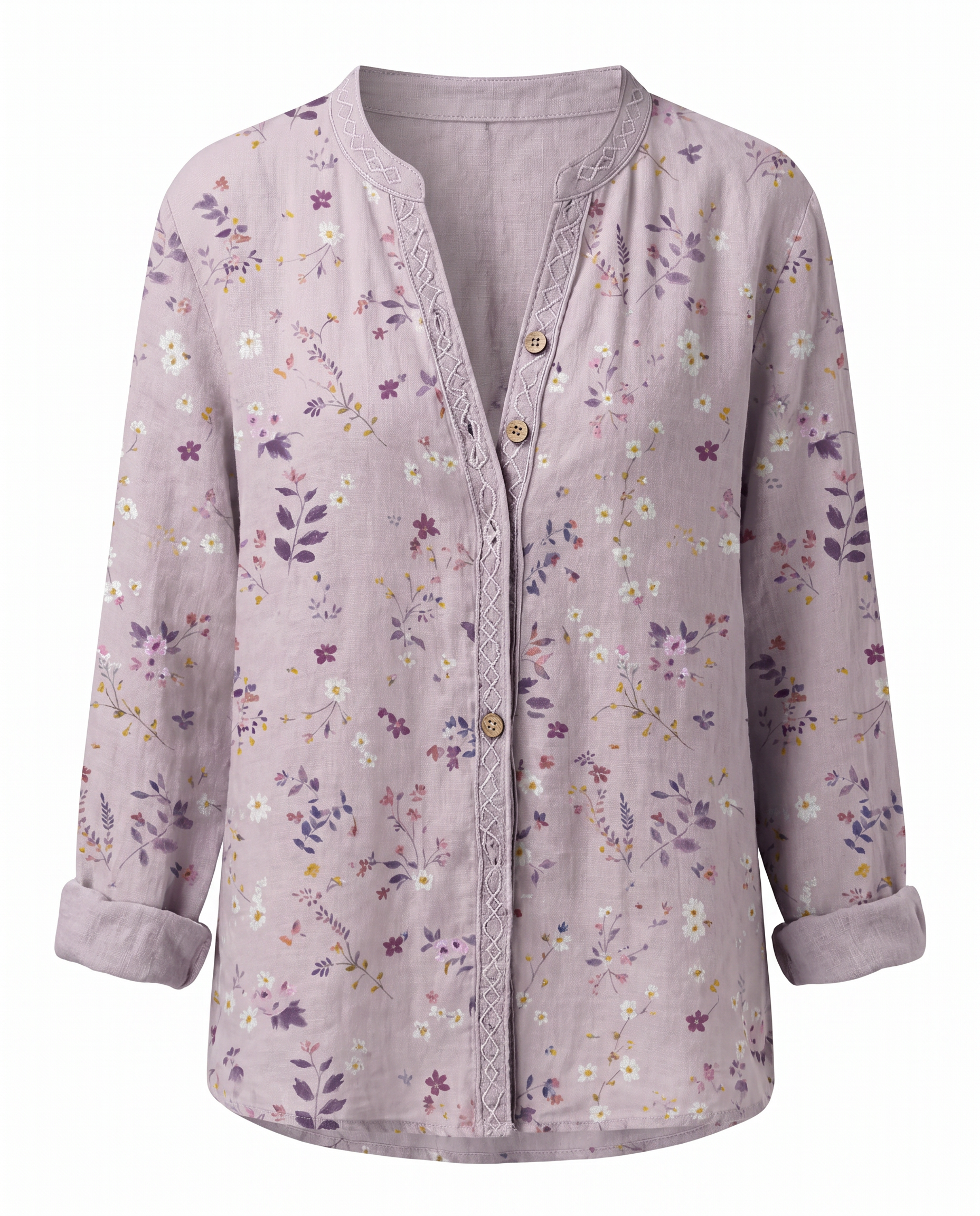 Femme Blouse Bohème Manches Longues avec Col en V et Imprimé Floral