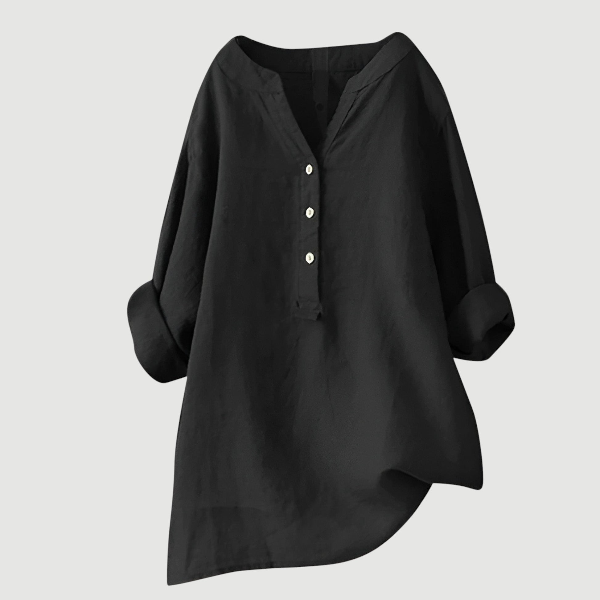 Femme Blouse Longue Manches Longues avec Col V et Ourlet Asymétrique