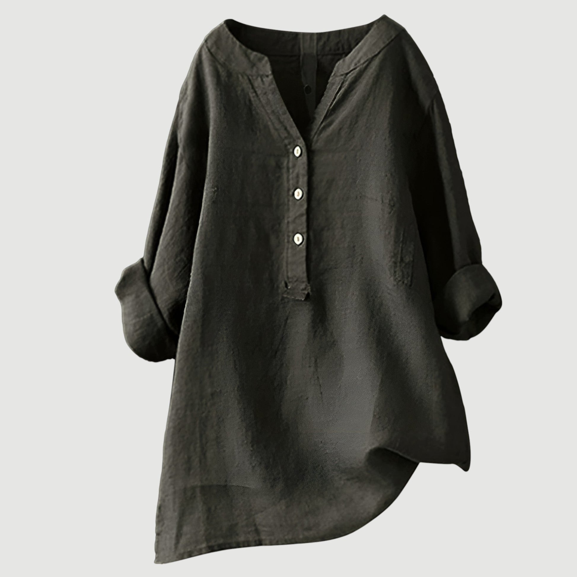 Femme Blouse Longue Manches Longues avec Col V et Ourlet Asymétrique