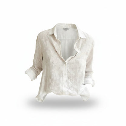 Femme Blouse Manches Longues avec Col Chemise et Boutonnage