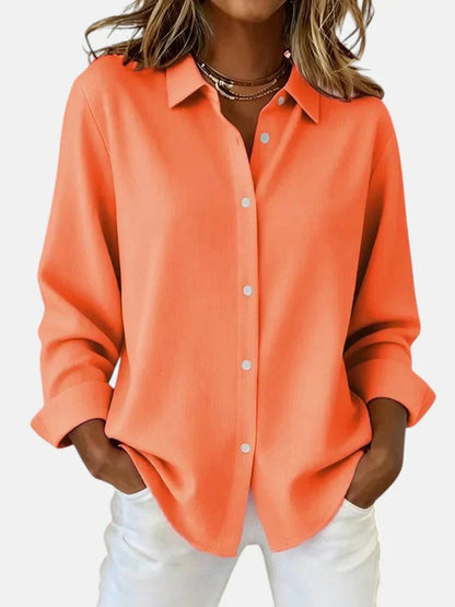 Femme Blouse Manches Longues avec Col Classique et Boutons