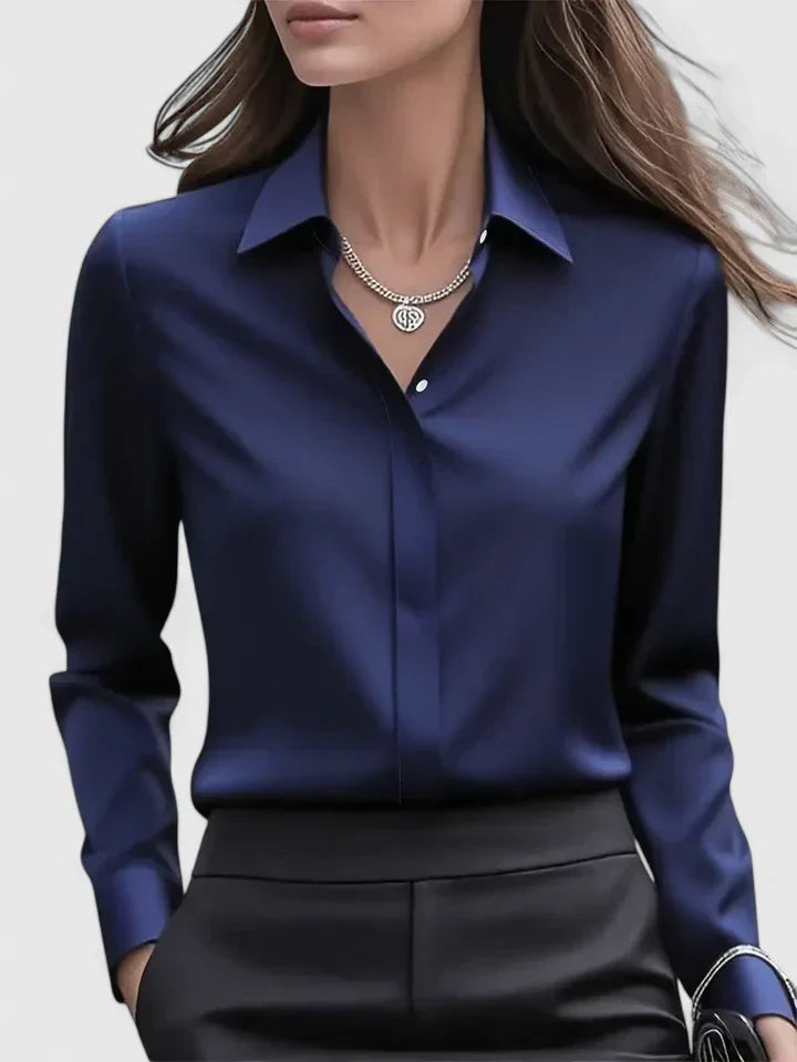 Femme Blouse Manches Longues col Classique et Fermeture Boutonnée Dissimulée