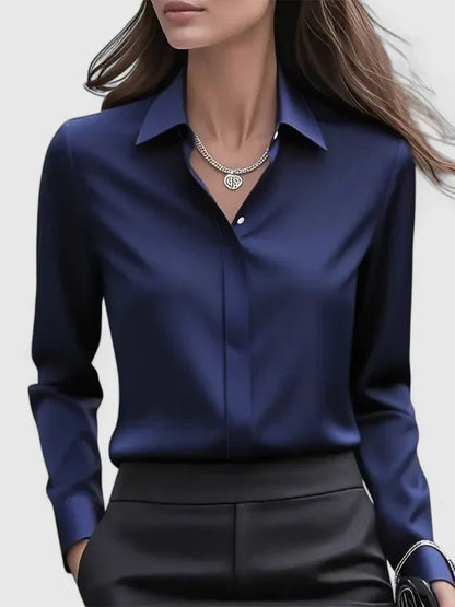 Femme Blouse Manches Longues col Classique et Fermeture Boutonnée Dissimulée