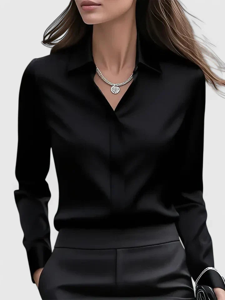 Femme Blouse Manches Longues col Classique et Fermeture Boutonnée Dissimulée