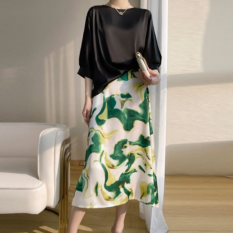 Femme Blouse Oversize Col Rond avec Manches Chauve-Souris