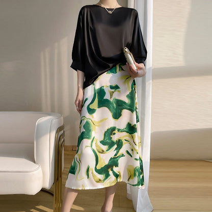 Femme Blouse Oversize Col Rond avec Manches Chauve-Souris