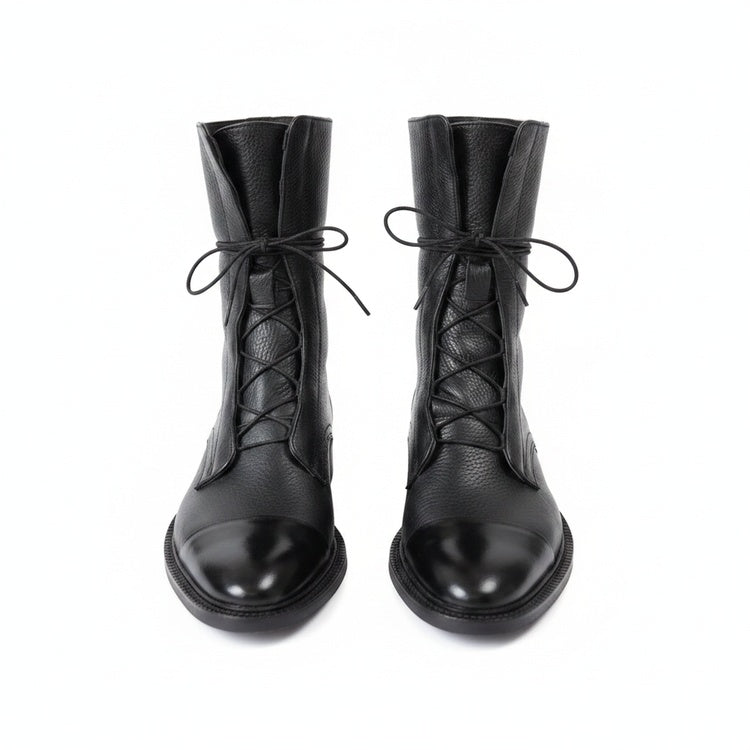 Femme Bottines à Lacets avec Bout Renforcé et Semelle Plate