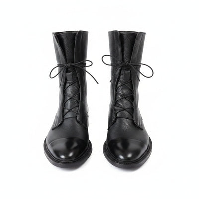 Femme Bottines à Lacets avec Bout Renforcé et Semelle Plate
