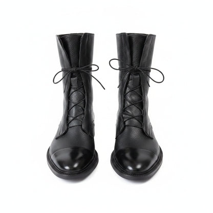 Femme Bottines à Lacets avec Bout Renforcé et Semelle Plate