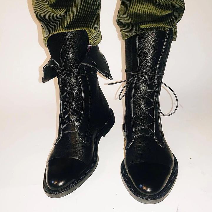 Femme Bottines à Lacets avec Bout Renforcé et Semelle Plate