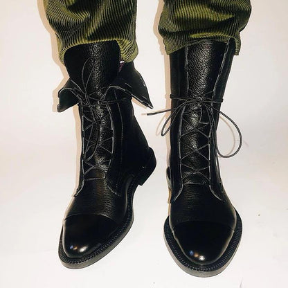 Femme Bottines à Lacets avec Bout Renforcé et Semelle Plate