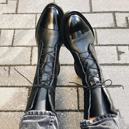 Femme Bottines à Lacets avec Bout Renforcé et Semelle Plate