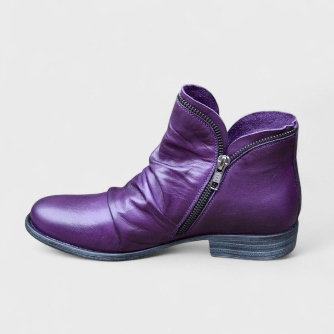 Femme Bottines Orthopédiques à Cheville avec Fermeture Éclair Latérale et Talon Bas