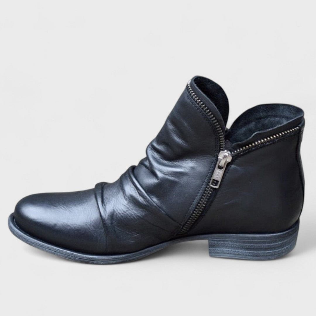 Femme Bottines Orthopédiques à Cheville avec Fermeture Éclair Latérale et Talon Bas