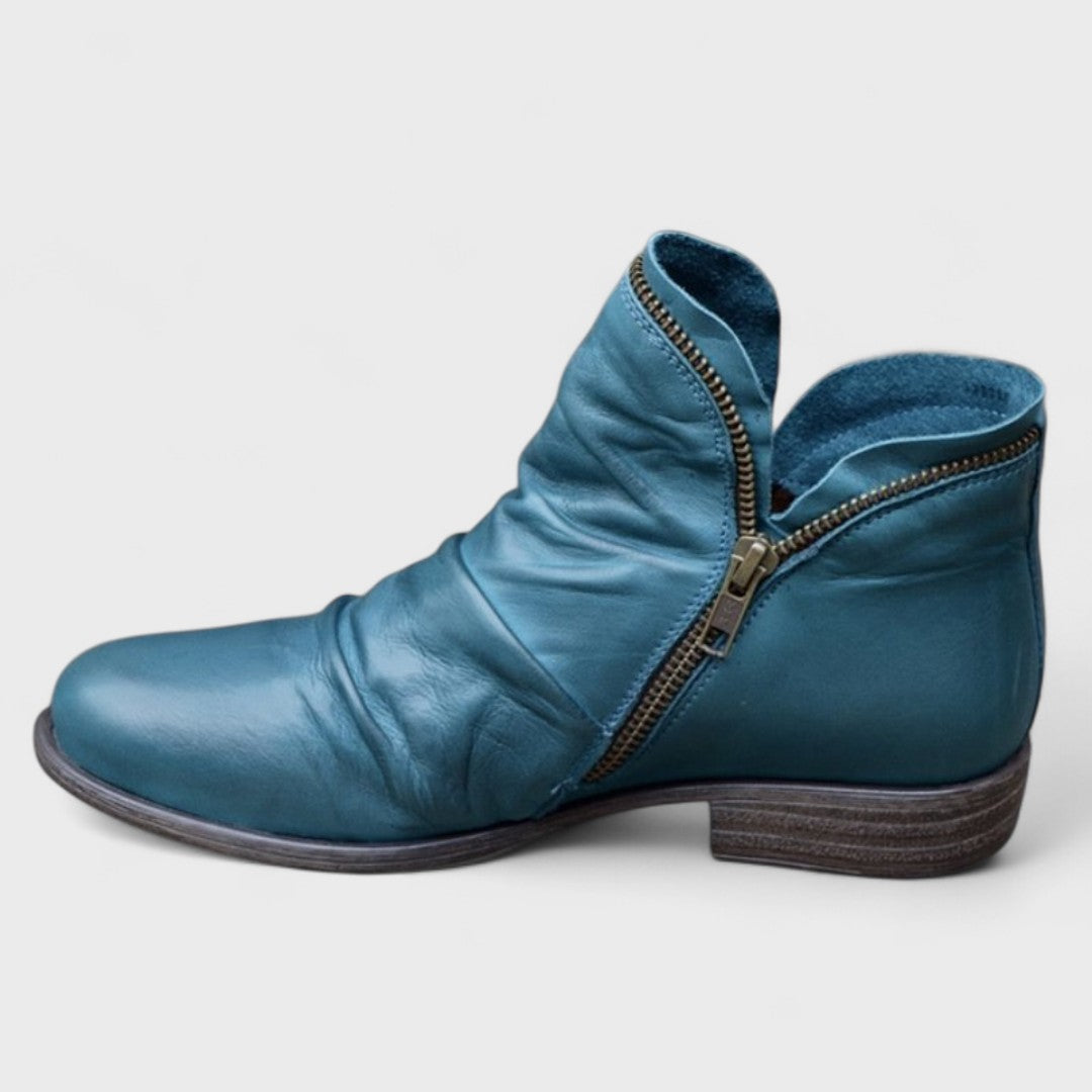 Femme Bottines Orthopédiques à Cheville avec Fermeture Éclair Latérale et Talon Bas