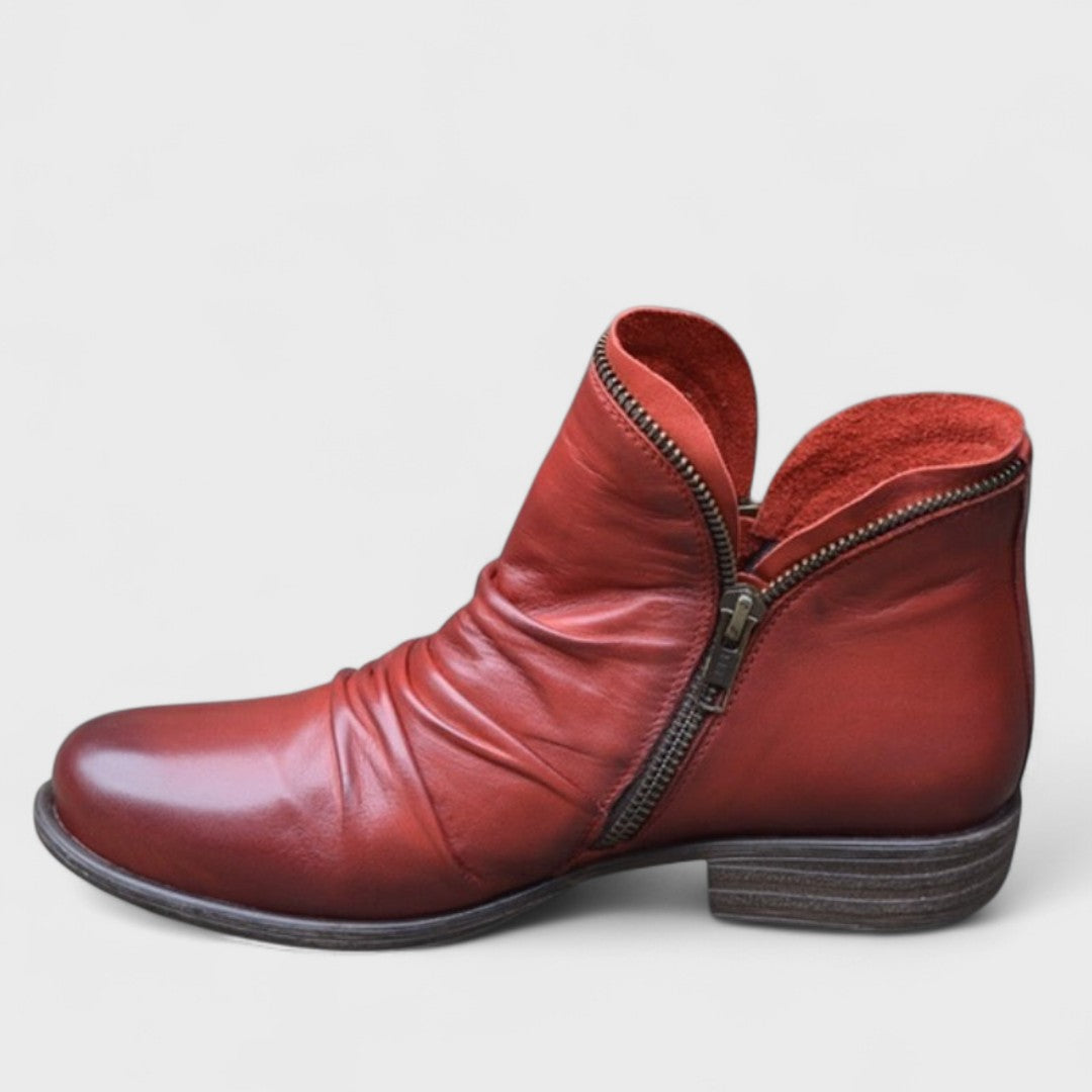 Femme Bottines Orthopédiques à Cheville avec Fermeture Éclair Latérale et Talon Bas