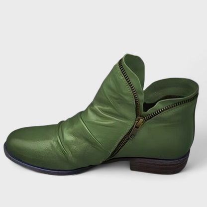 Femme Bottines Orthopédiques à Cheville avec Fermeture Éclair Latérale et Talon Bas