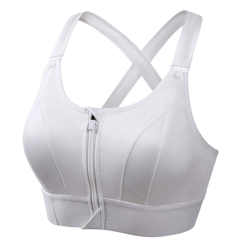Femme Brassière de Sport avec Fermeture Éclair et Bretelles Croisées