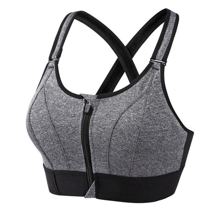 Femme Brassière de Sport avec Fermeture Éclair et Bretelles Croisées