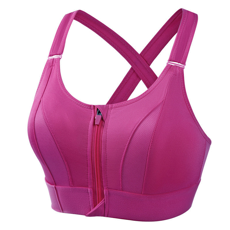 Femme Brassière de Sport avec Fermeture Éclair et Bretelles Croisées