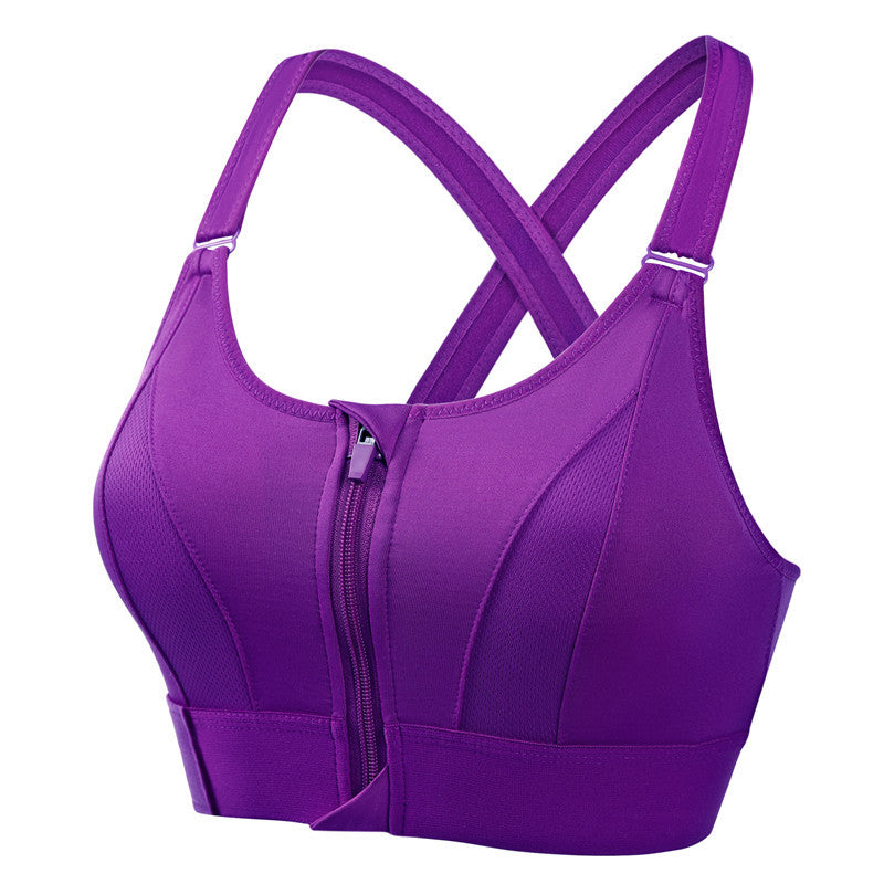 Femme Brassière de Sport avec Fermeture Éclair et Bretelles Croisées