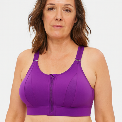 Femme Brassière de Sport avec Fermeture Éclair et Bretelles Croisées