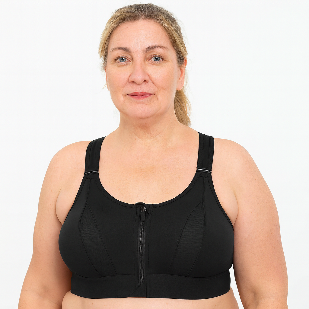 Femme Brassière de Sport avec Fermeture Éclair et Bretelles Croisées