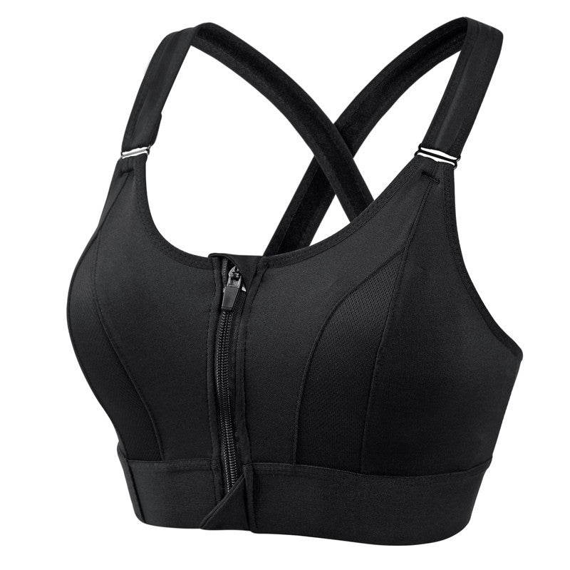 Femme Brassière de Sport avec Fermeture Éclair et Bretelles Croisées